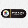 1" x 3" UV Printed Full Color Upload Your Logo Name Tag on Rounded Corner Black Gradient Background with Gold Stripe