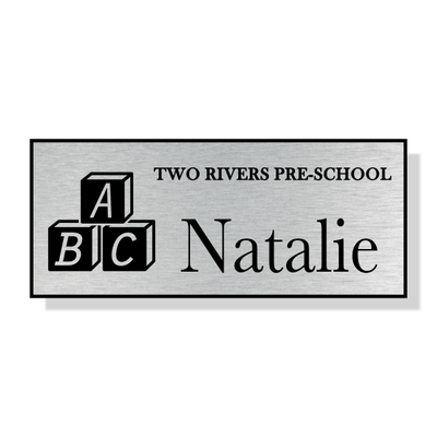 Day Care ABC One Color 3 Line Name Badge