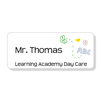 Day Care Butterfly Art 3 Line Name Badge