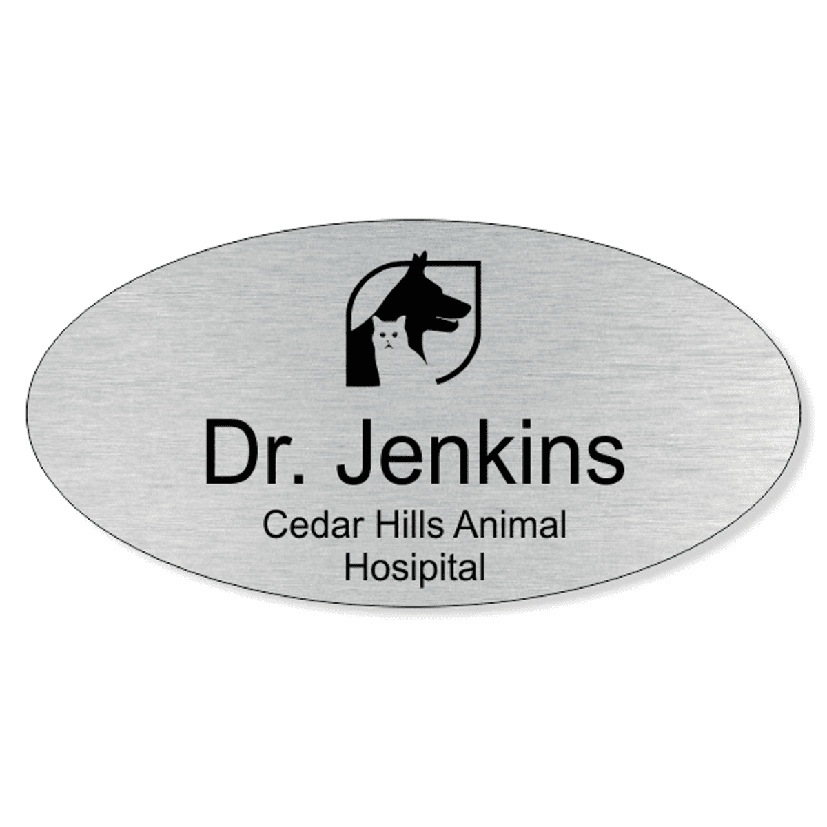 Dog and Cat In Box Veterinary Oval Name Tag