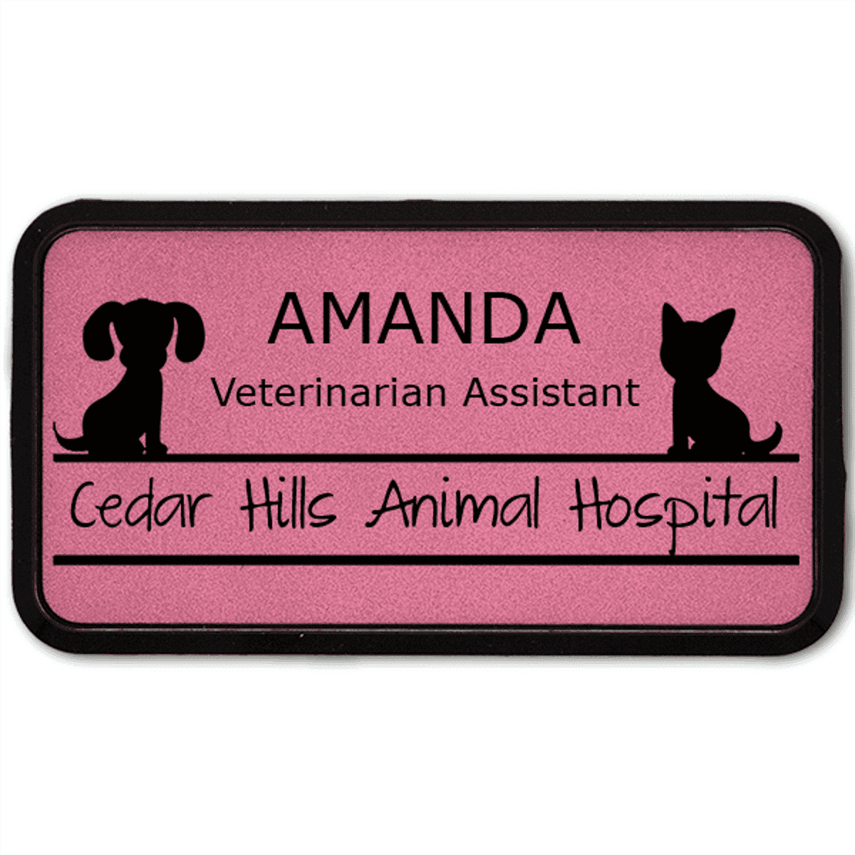 Dog and Cat Sitting On Line Large Veterinary Leatherette Name Tag