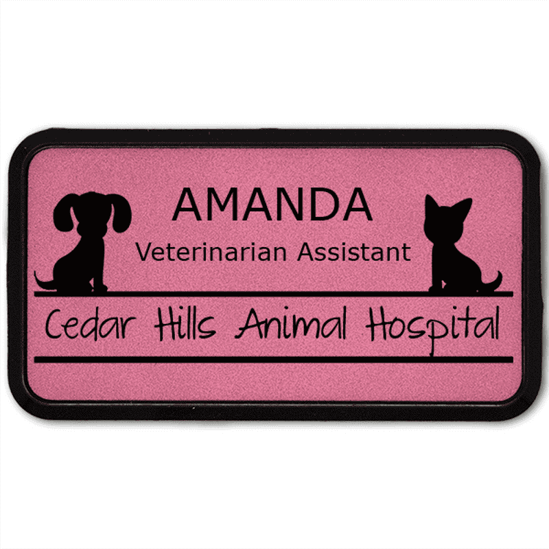 Dog and Cat Sitting On Line Large Veterinary Leatherette Name Tag