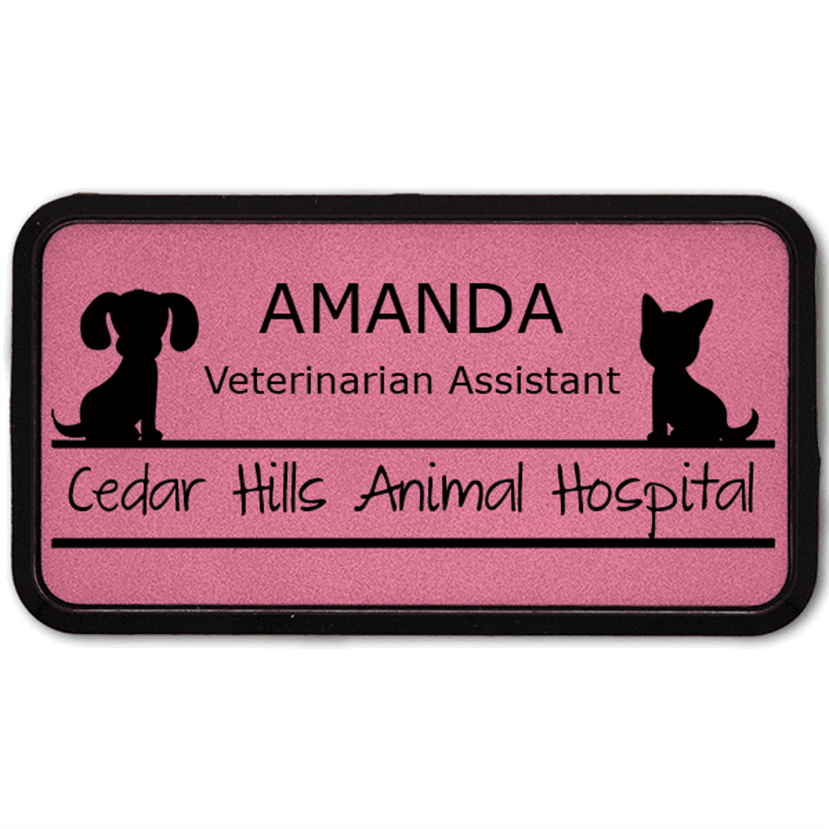 Dog and Cat Sitting On Line Large Veterinary Leatherette Name Tag