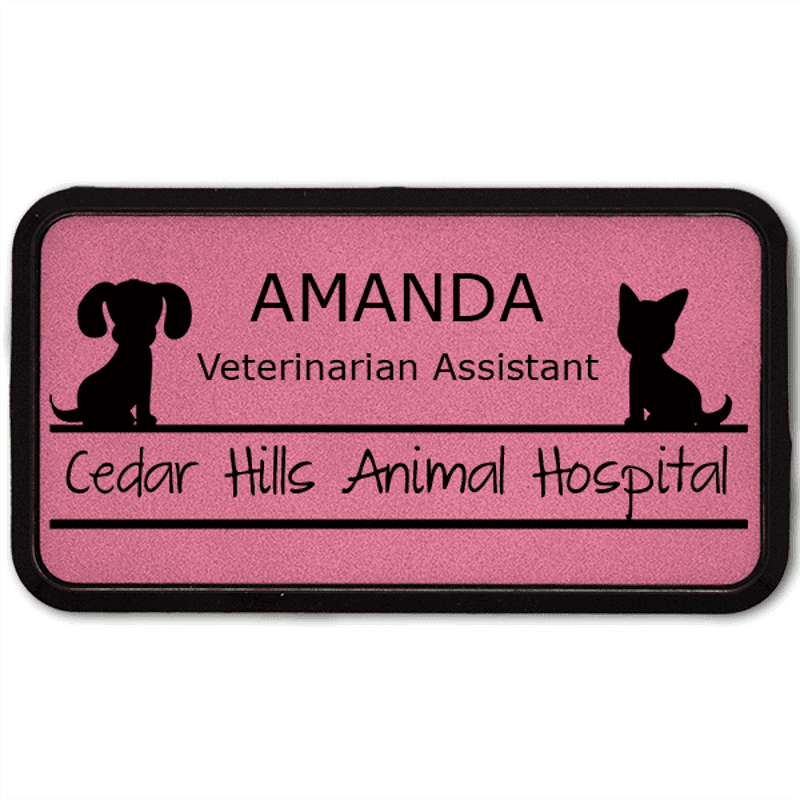 Dog and Cat Sitting On Line Large Veterinary Leatherette Name Tag
