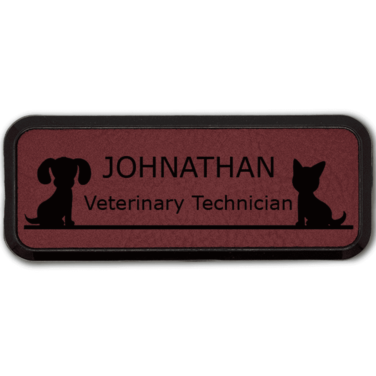 Dog and Cat Sitting On Line Small Veterinary Leatherette Name Tag