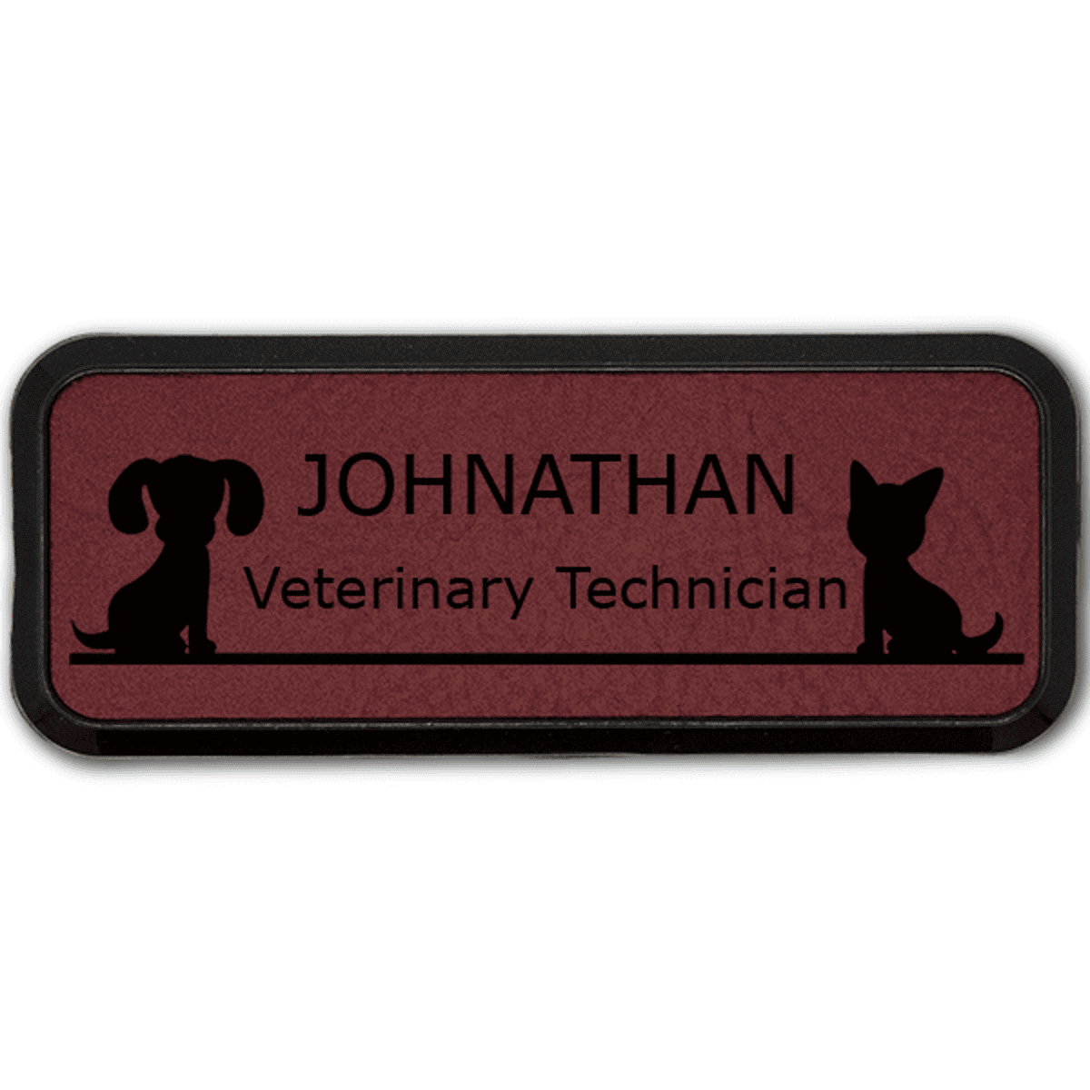 Dog and Cat Sitting On Line Small Veterinary Leatherette Name Tag