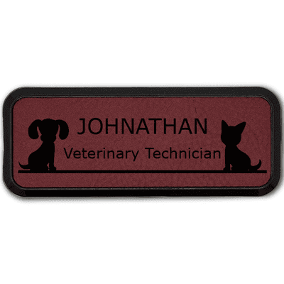 Dog and Cat Sitting On Line Small Veterinary Leatherette Name Tag