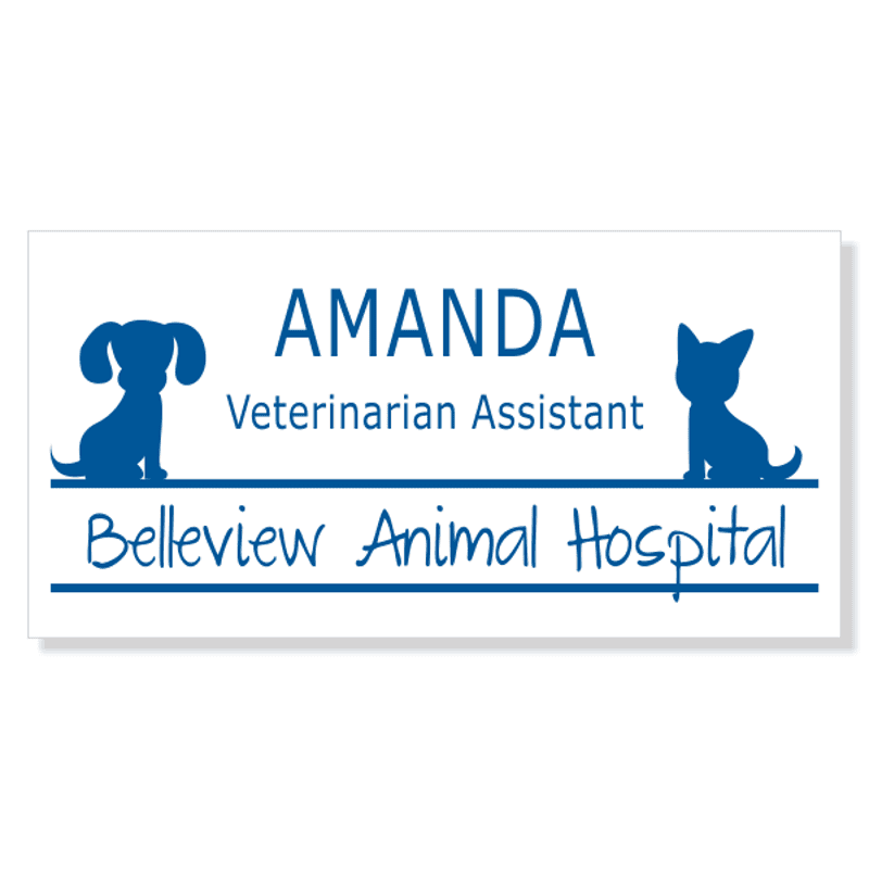 Dog and Cat Sitting On Line Veterinary Name Tag
