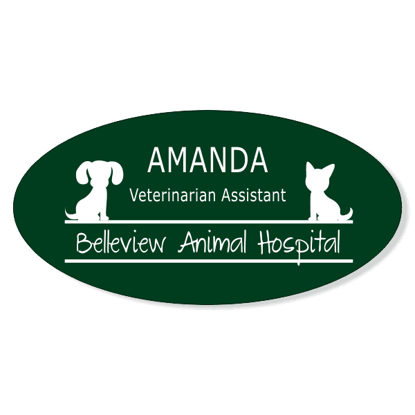 Dog and Cat Outline Oval Vet Name Tag