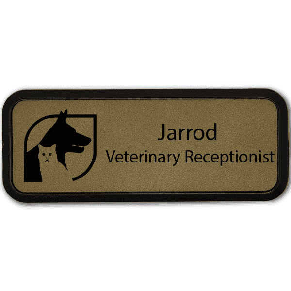 Dog and Cat With Box Veterinary Leatherette Name Tag