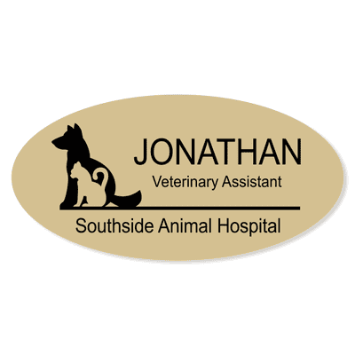 Dog Cat Outline Engraved Veterinary Oval Name Tag