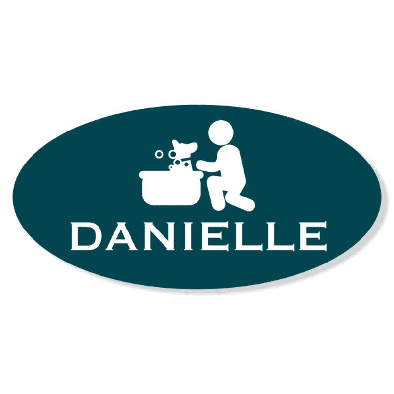 Dog In Bath Pet Grooming Oval Name Tag
