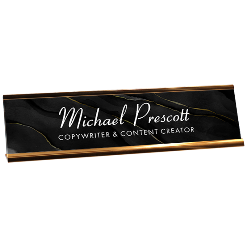 Modern Black Marble Desk Name Plate