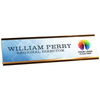 Upload Your Logo Corporate Blue Plaid Desk Name Plate