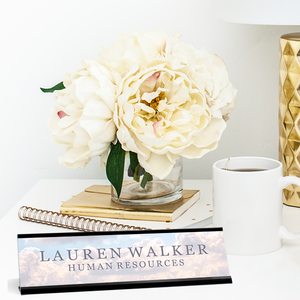 Soft Cloud Pastel Desk Name Plate On Desk