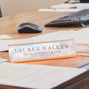 Soft Cloud Pastel Desk Name Plate On Office Desk
