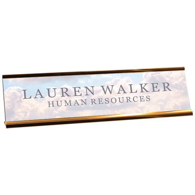 Soft Cloud Pastel Plastic Full Color Custom Desk Plate with Aluminum Holder