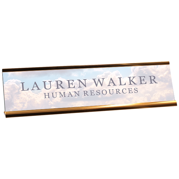 Soft Cloud Pastel Plastic Full Color Custom Desk Plate with Aluminum Holder
