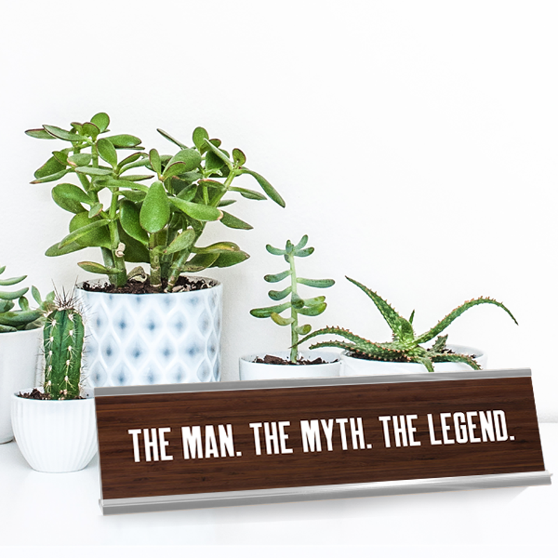 The Man The Myth The Legend Engraved Desk Plaque On Desk