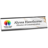 Upload Your Logo Elegant Silver and Gold Background Plastic Full Color Custom Desk Plate with Aluminum Holder