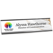 Elegant Silver and Gold Full Color Custom Desk Plate with Aluminum Holder