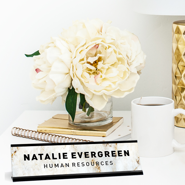 Modern Marble Desk Name Plate On Desk