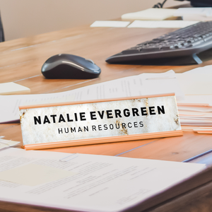 Modern Marble Name Plate On Office Desk