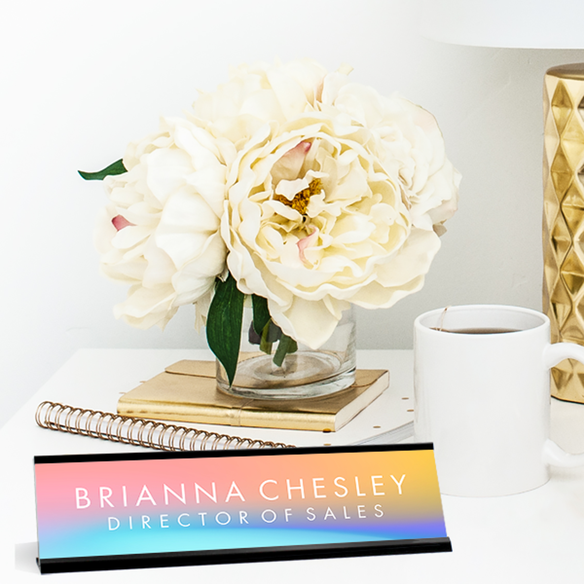 Soft Gradient Desk Name Plate On Desk