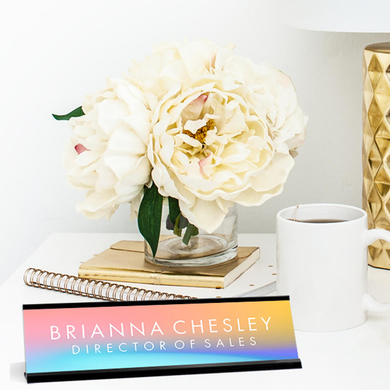 Soft Gradient Desk Name Plate On Desk