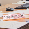 Pink Marble Background Name Plate On Office Desk