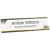 Botanical Corners Background Plastic Full Color Custom Desk Plate with Aluminum Holder