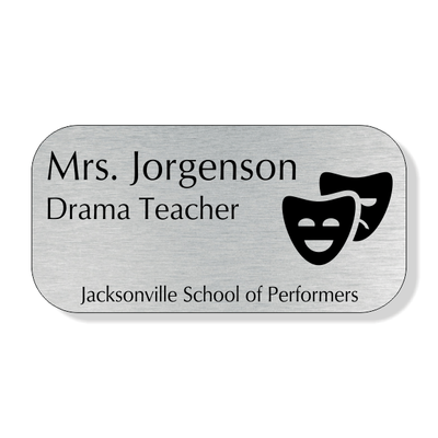 School Teacher Double Mask 4 Line Name Badge