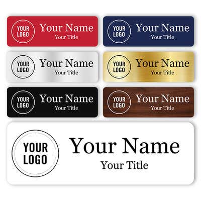 Engraved Plastic Upload Your Logo Custom Name Tag in Elevated Serif Font