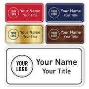 1.5" x 3" Engraved Plastic Upload Your Logo Custom Name Tag with Rounded Border