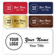 1.5" x 3" Engraved Plastic Upload Your Logo Custom Name Tag in Brushed Script Font