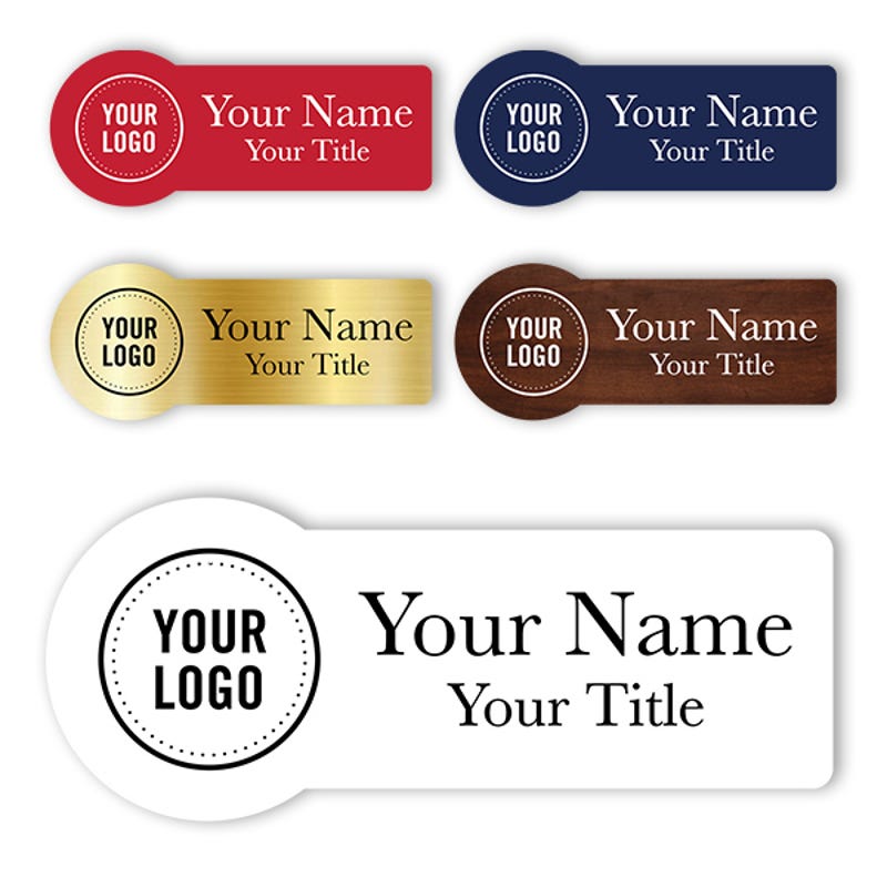 1.5" x 3" Engraved Plastic Upload Your Logo Custom Name Tag in Rounded Rectangular Shape