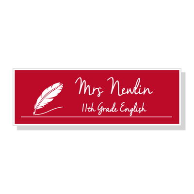 English Teacher Rectangle 2 Line Name Badge