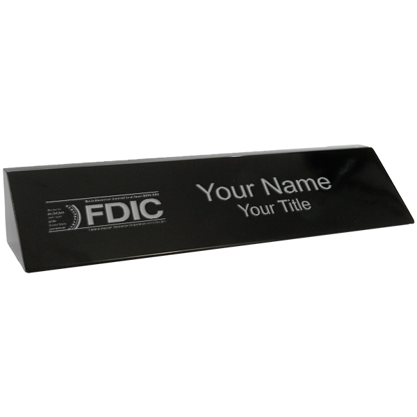 Engraved Black Marble 2" x 10" FDIC Name Block