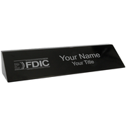 Engraved Black Marble 2" x 10" FDIC Name Block