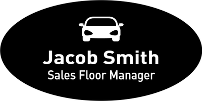 Engraved Oval Car Dealer Name Tag