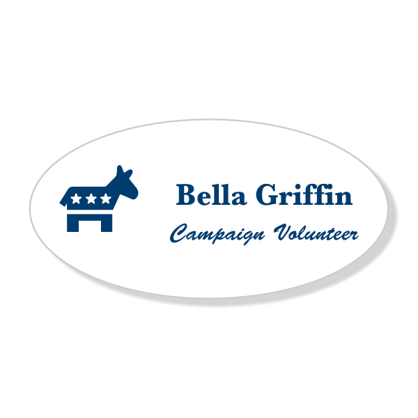 Engraved Oval Democrat Political Name Tag