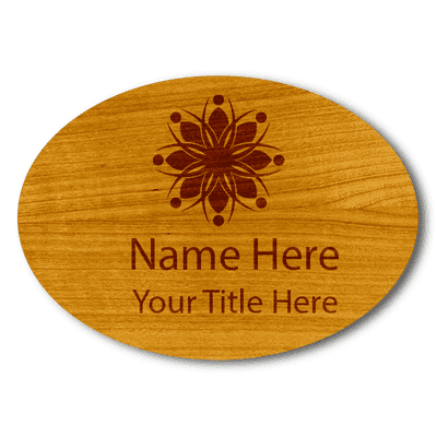 Engraved Wood 1.75" x 2.5" Oval Name Tag - alternate view