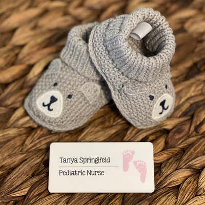 Pink Baby Foot Pediatric Name Tag - alternate view