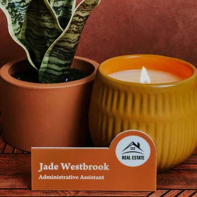 Custom Mustard Real Estate Name Tag - alternate view
