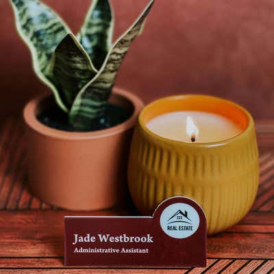 Custom Maroon Real Estate Name Tag - alternate view