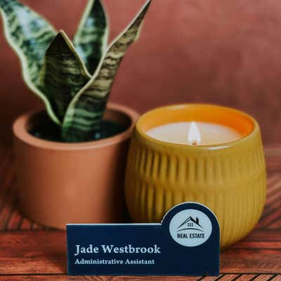 Custom Navy Real Estate Name Tag - alternate view