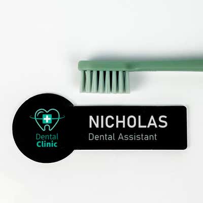 Dark Grey Special Shape Dentist Name Tag - alternate view