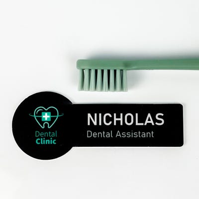 Dark Grey Special Shape Dentist Name Tag - alternate view