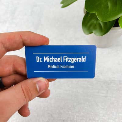 Minimal Blue Name Tag - alternate view