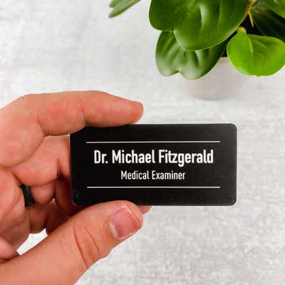 Minimal Black Name Tag - alternate view